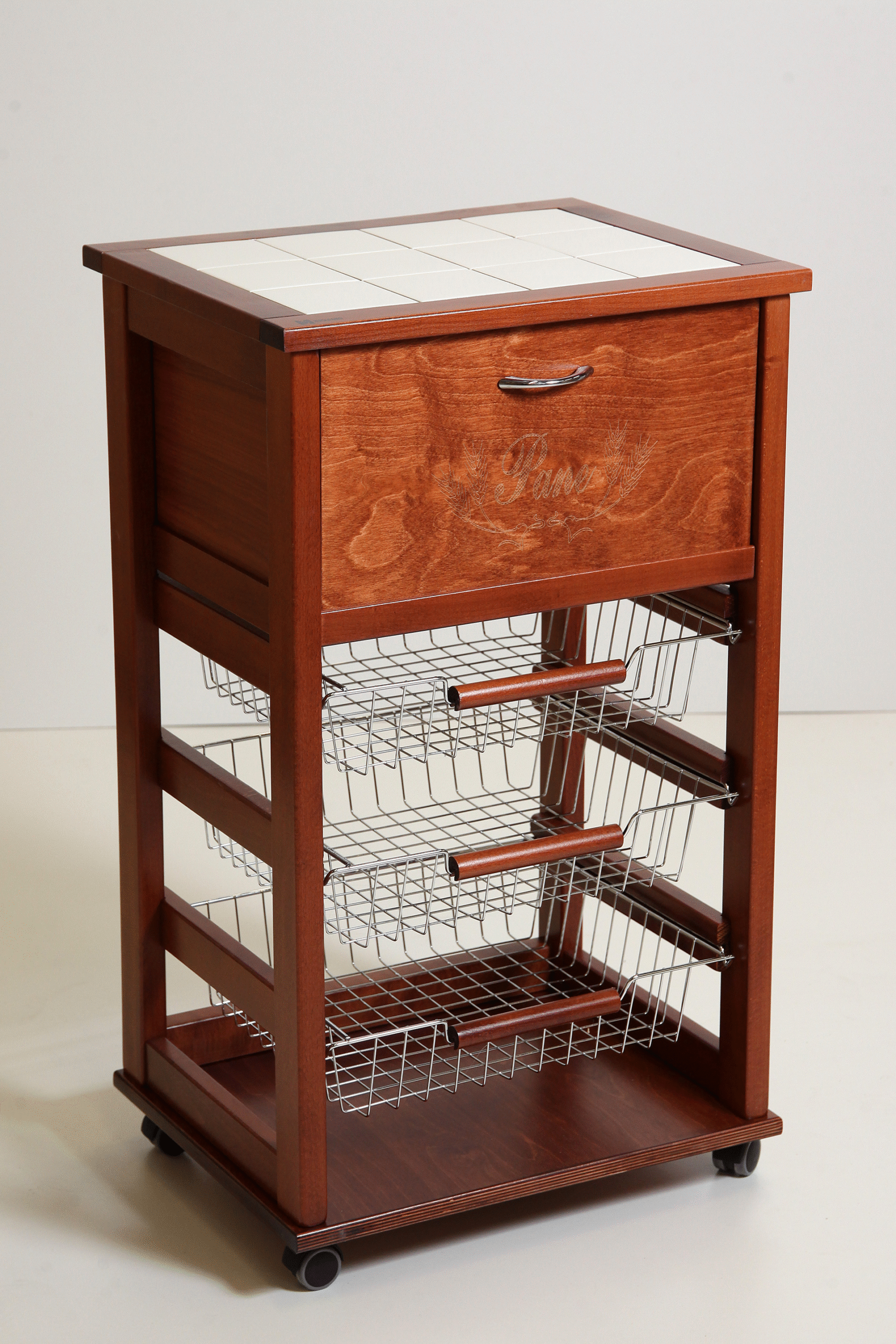 MAS016 carrello vesuvio portapane ciliegio