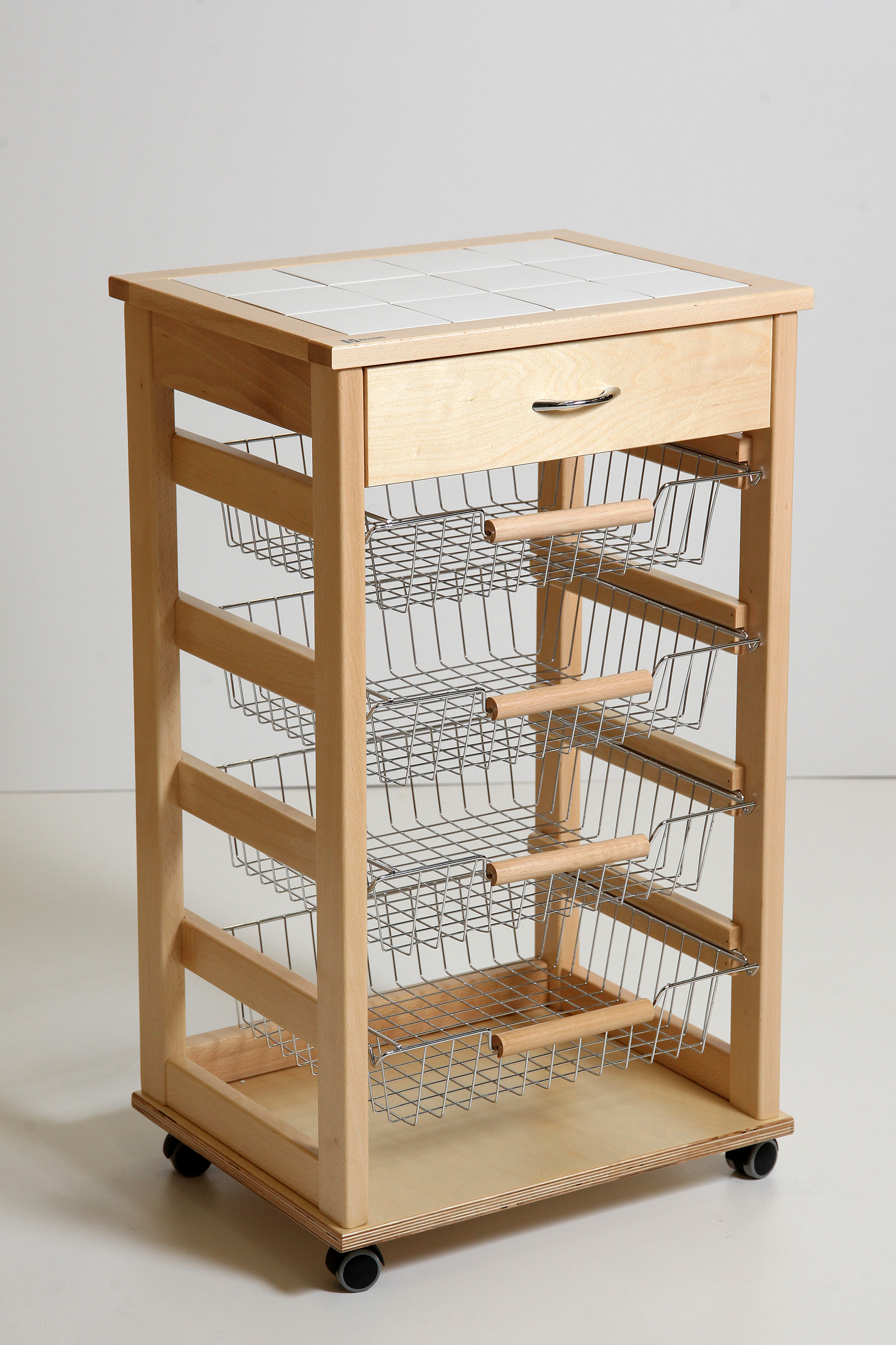 MAS038 carrello vesuvio con cassetto naturale