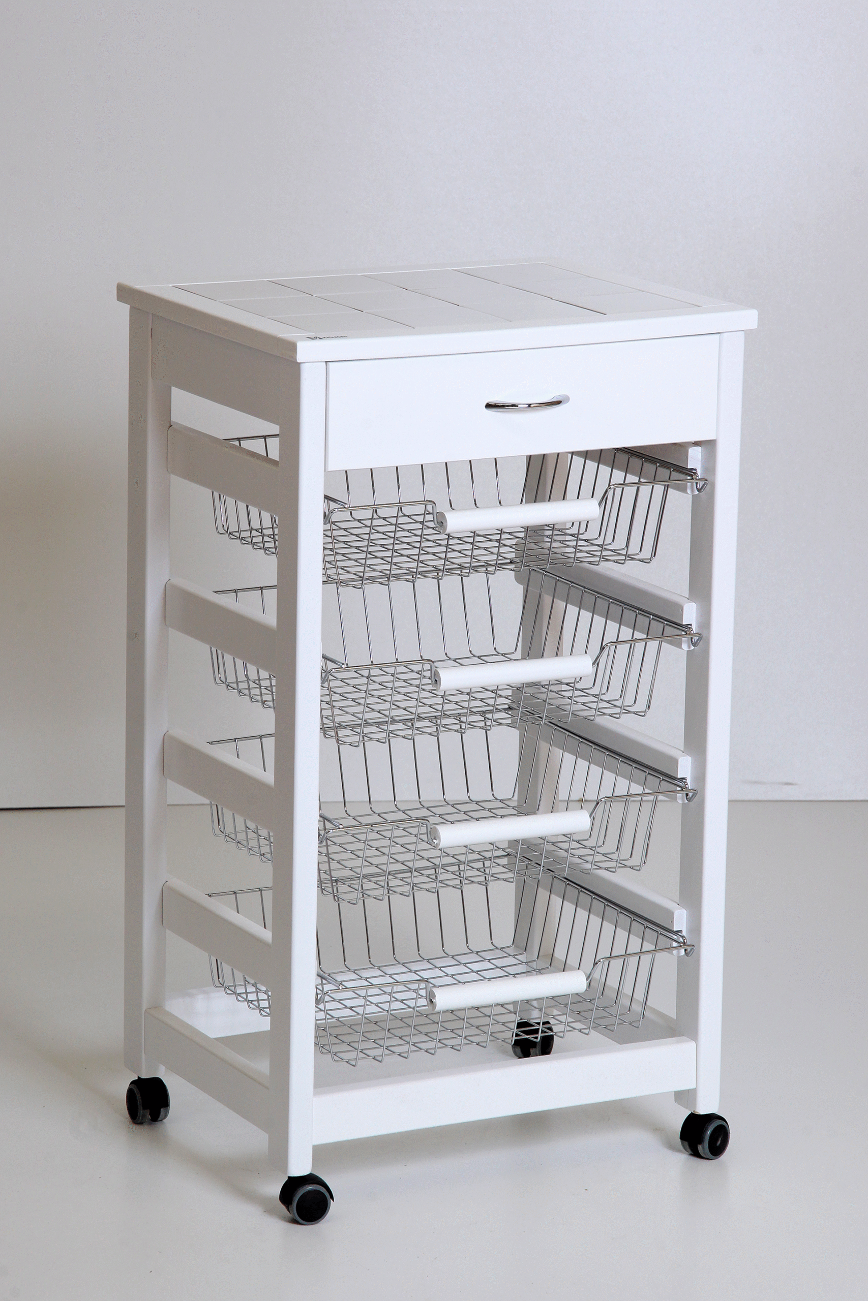 MAS234 carrello vesuvio con cassetto senza pannello bianco