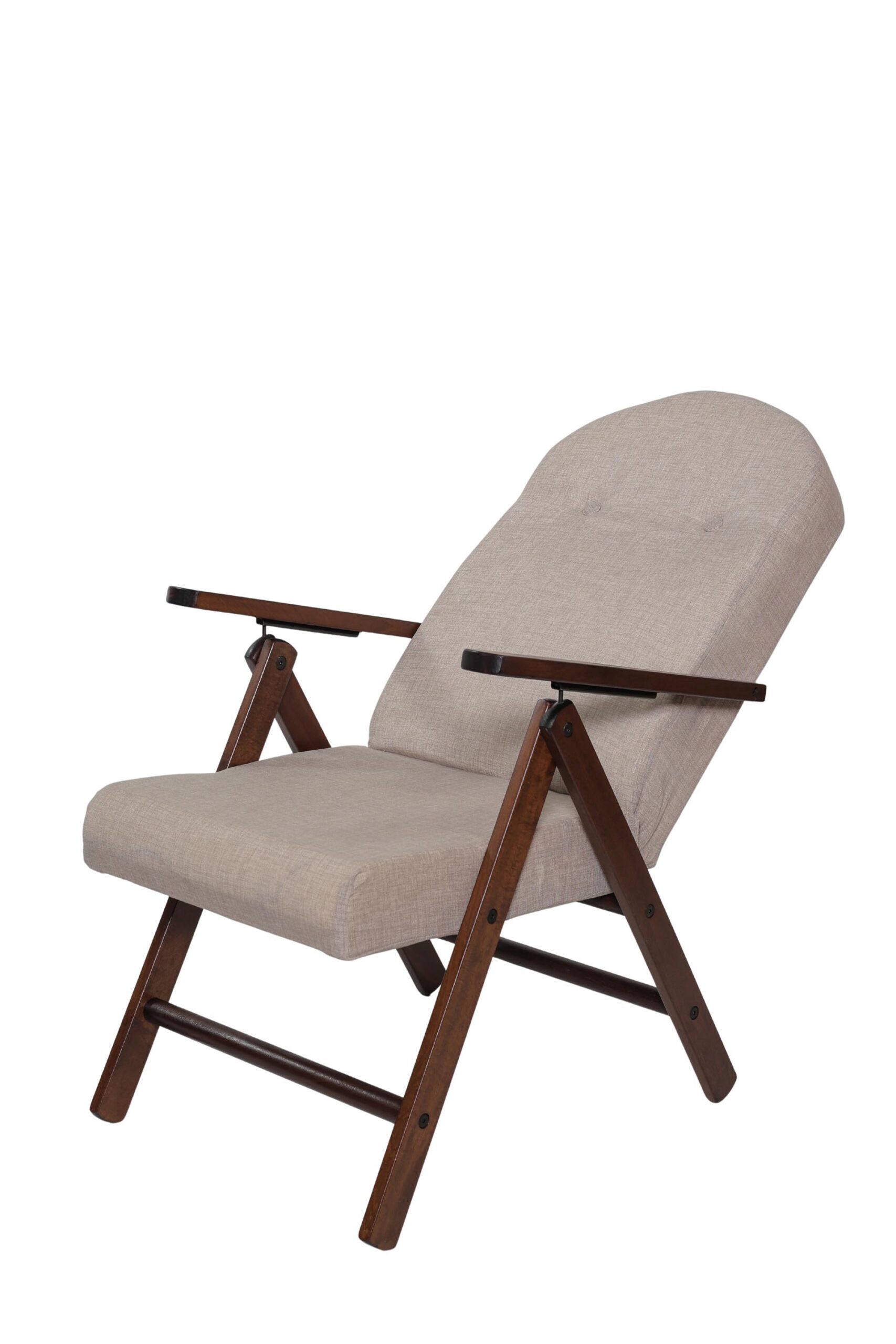 MAS011 POLTRONA AMALFI NOCE TESSUTO BEIGE TINTA UNITA INCLINAZIONE