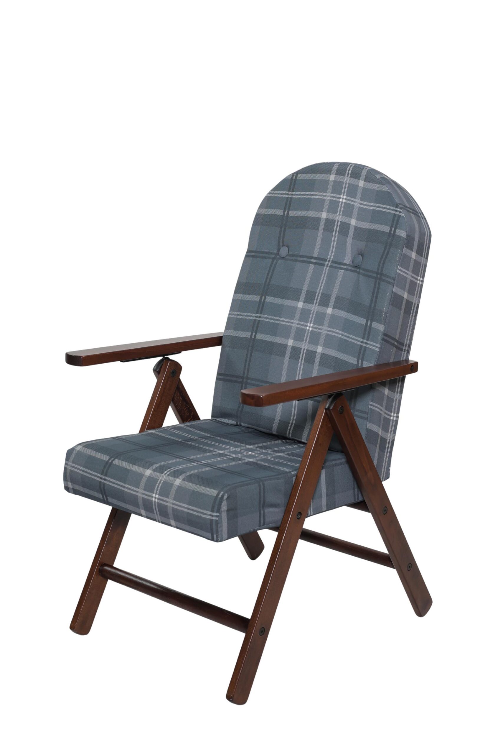 MAS011 POLTRONA AMALFI NOCE TESSUTO GRIGIO SCOZZESE