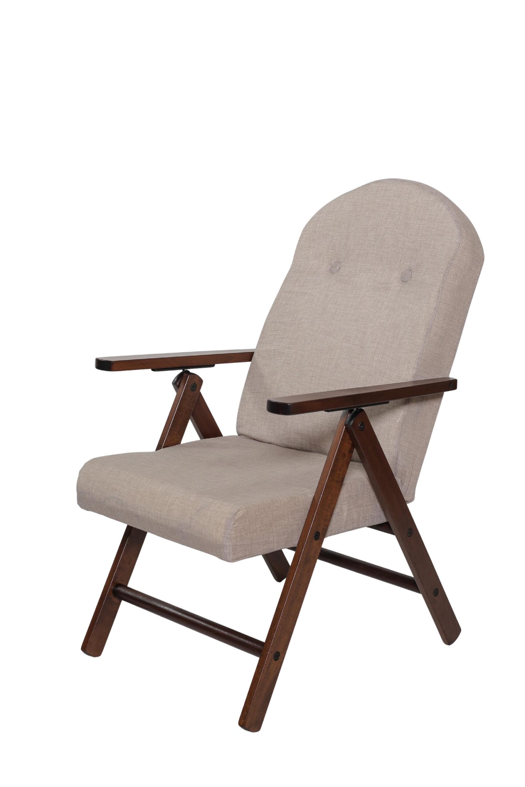 MAS011 POLTRONA AMALFI NOCE TESSUTO TINTA UNITA BEIGE INCLINAZIONE