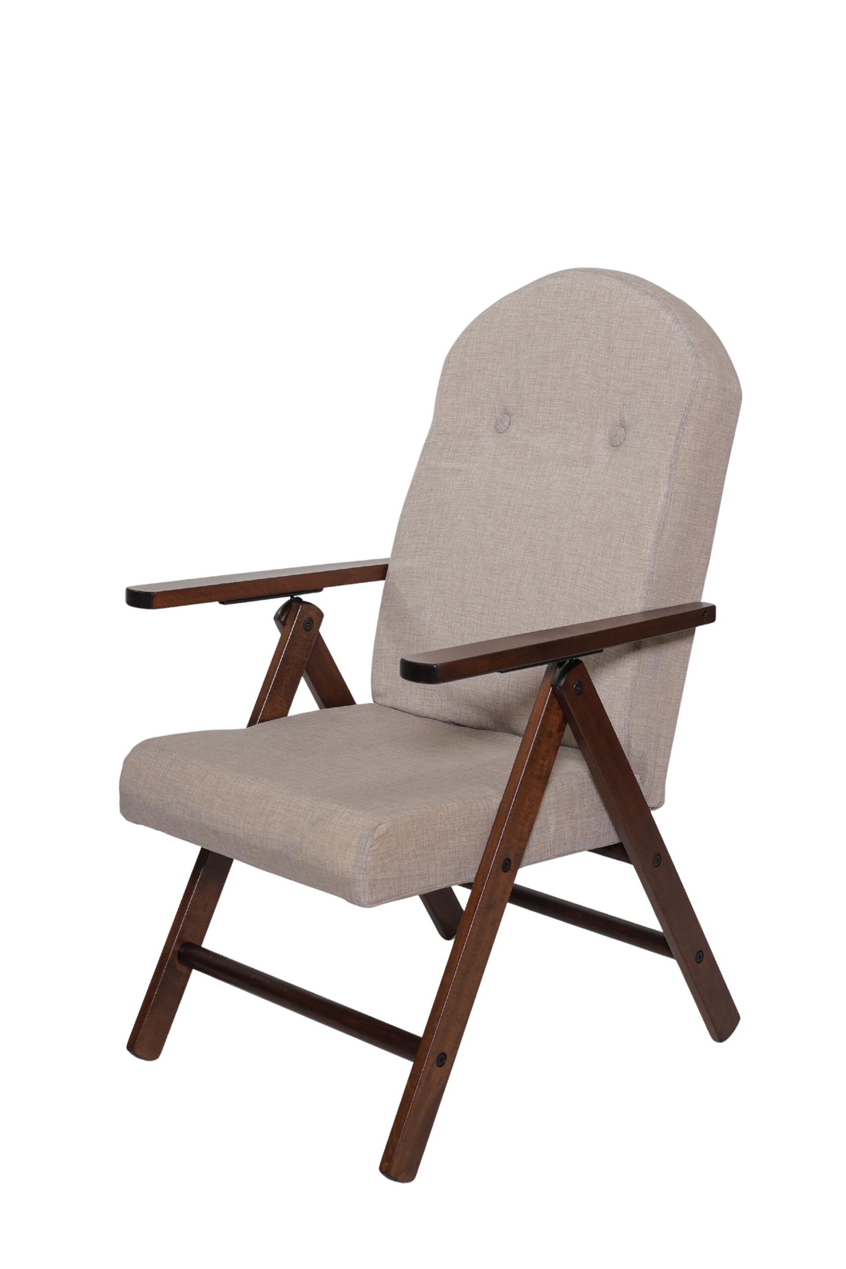 MAS011 POLTRONA AMALFI NOCE TESSUTO TINTA UNITA BEIGE