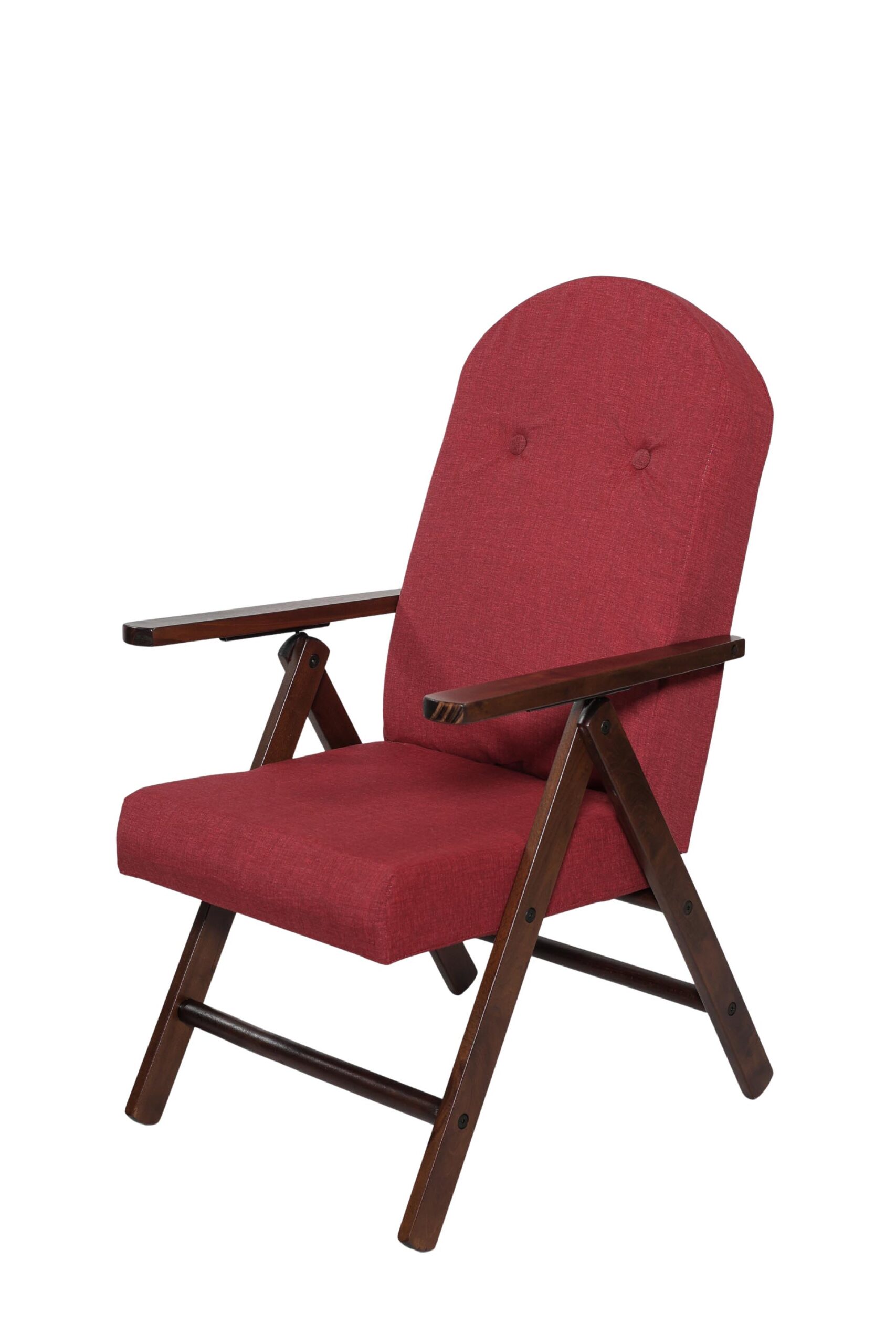 MAS011 POLTRONA AMALFI NOCE TESSUTO TINTA UNITA BORDO