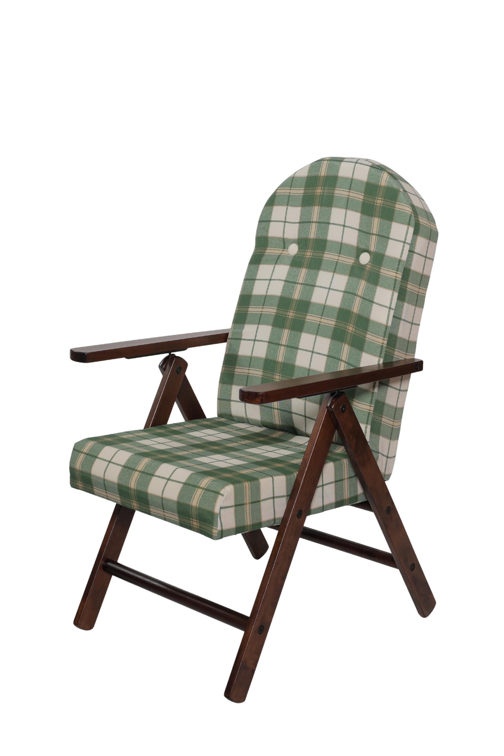 MAS011 POLTRONA AMALFI NOCE TESSUTO VERDE CLASSICO