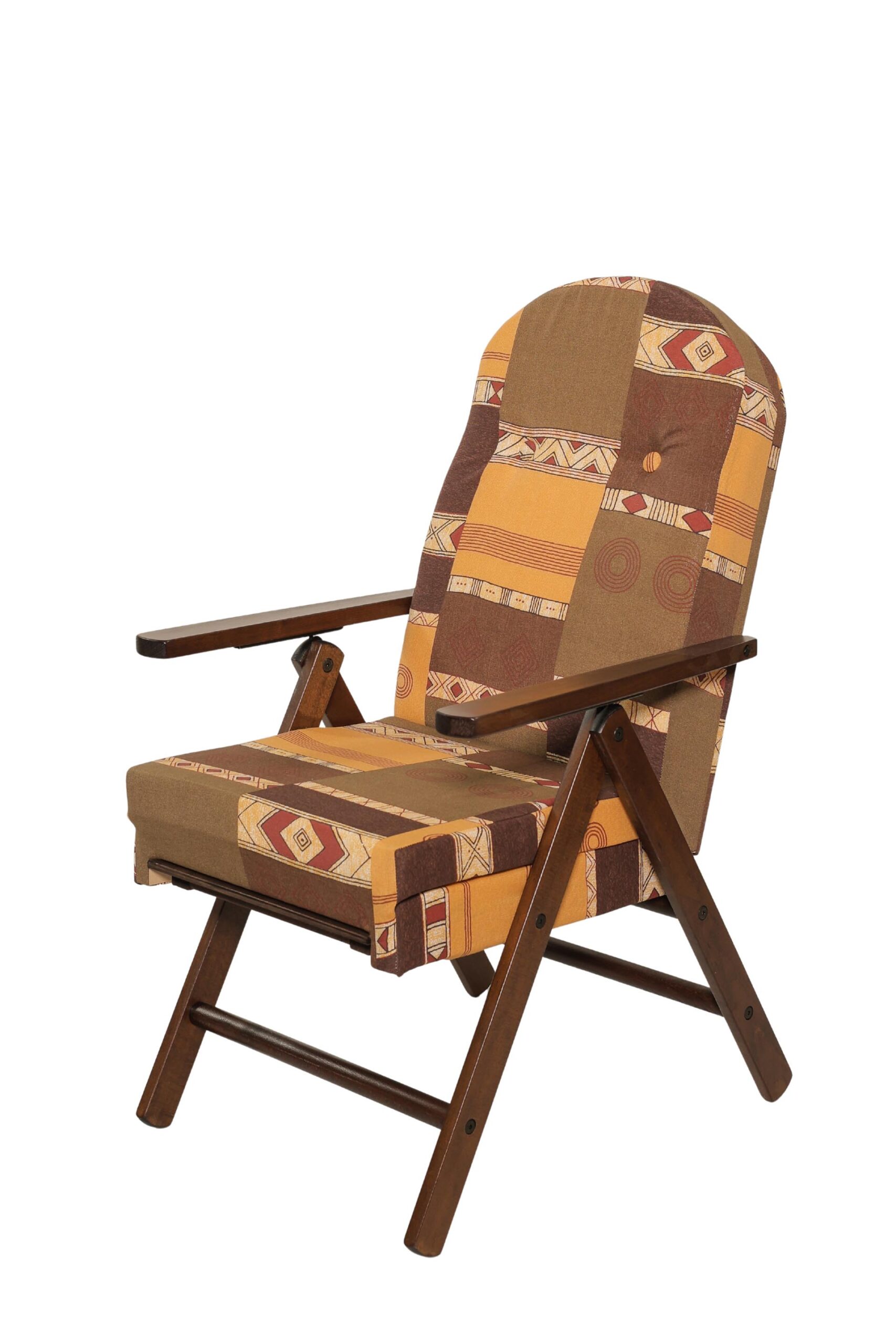 MAS012 POLTRONA AMALFI CON PROLUNGA NOCE TESSUTO APASCHE MARRONE CHIUSA