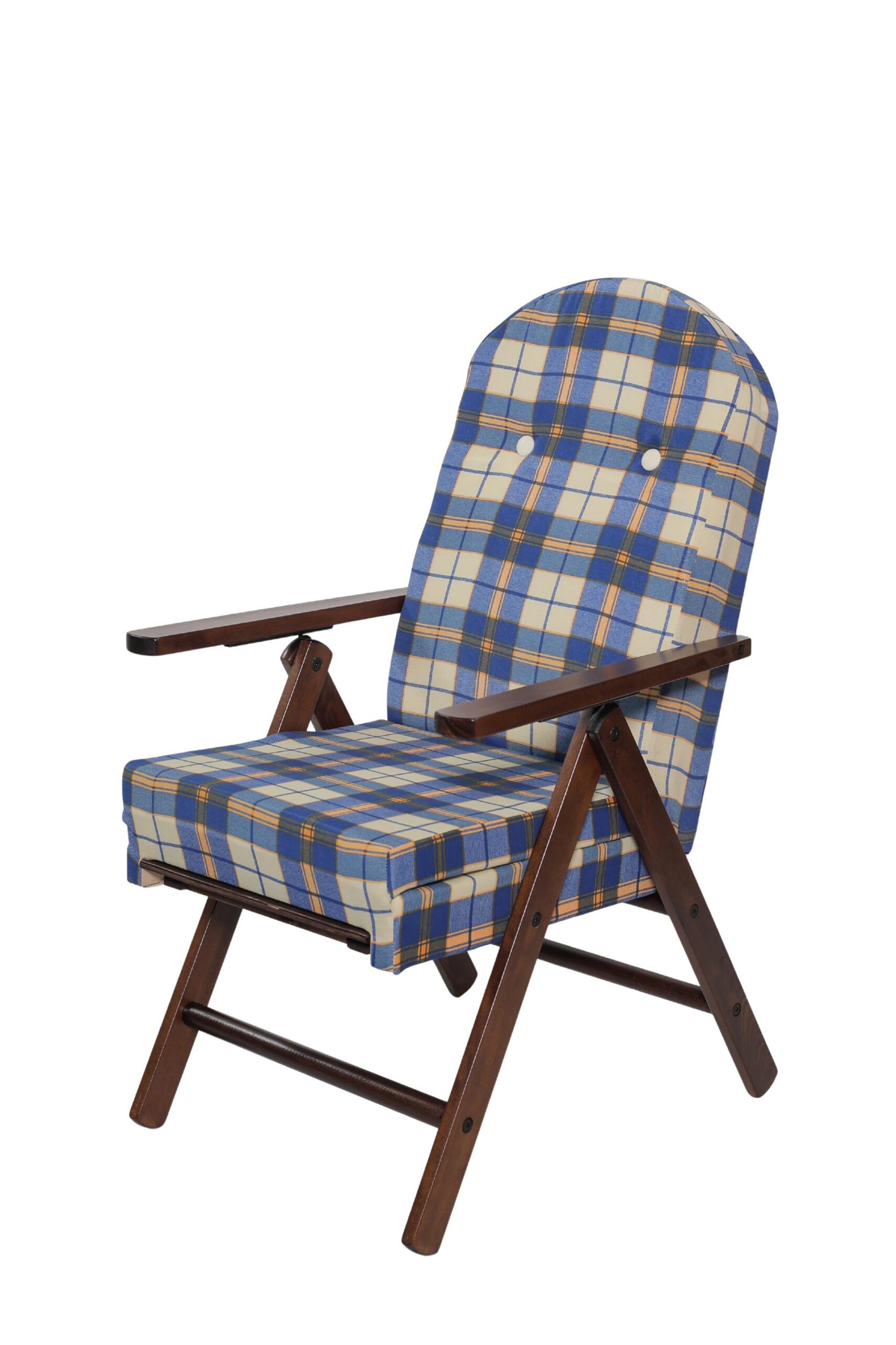 MAS012 POLTRONA AMALFI CON PROLUNGA NOCE TESSUTO BLU CLASSICO CHIUSA