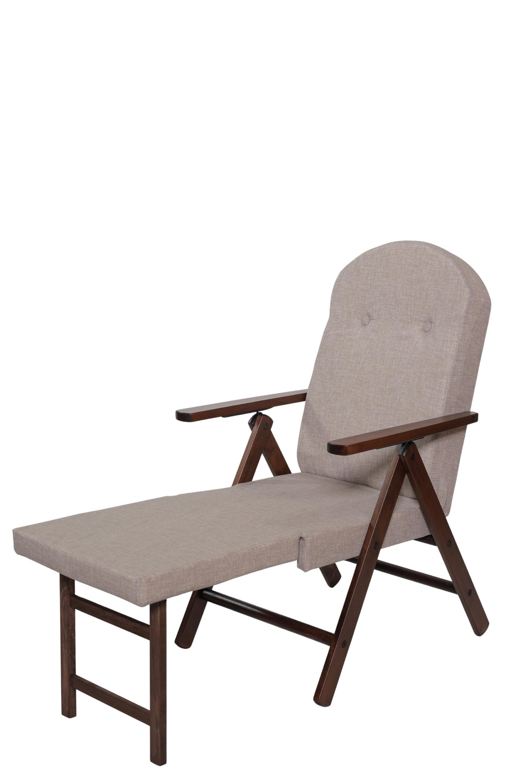 MAS012 POLTRONA AMALFI CON PROLUNGA TESSUTO TINTA UNITA BEIGE APERTA