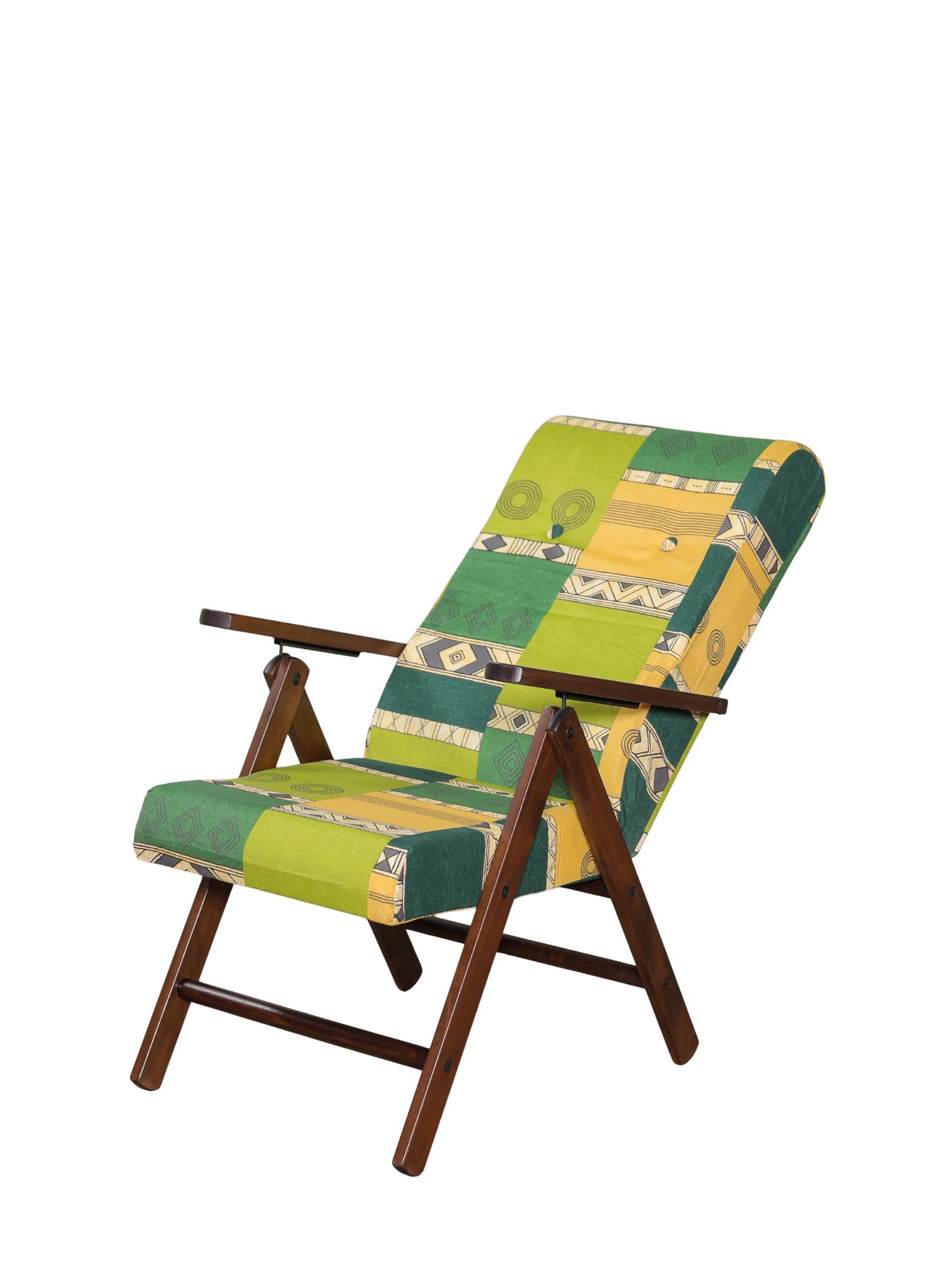 MAS020 POLTRONA MOLISANA NOCE TESSUTO APASCHE VERDE INCLINATA