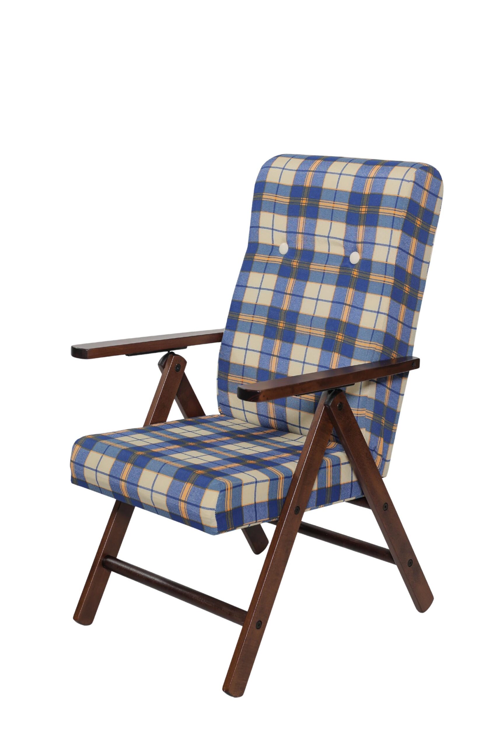 MAS020 POLTRONA MOLISANA NOCE TESSUTO BLU CLASSICO