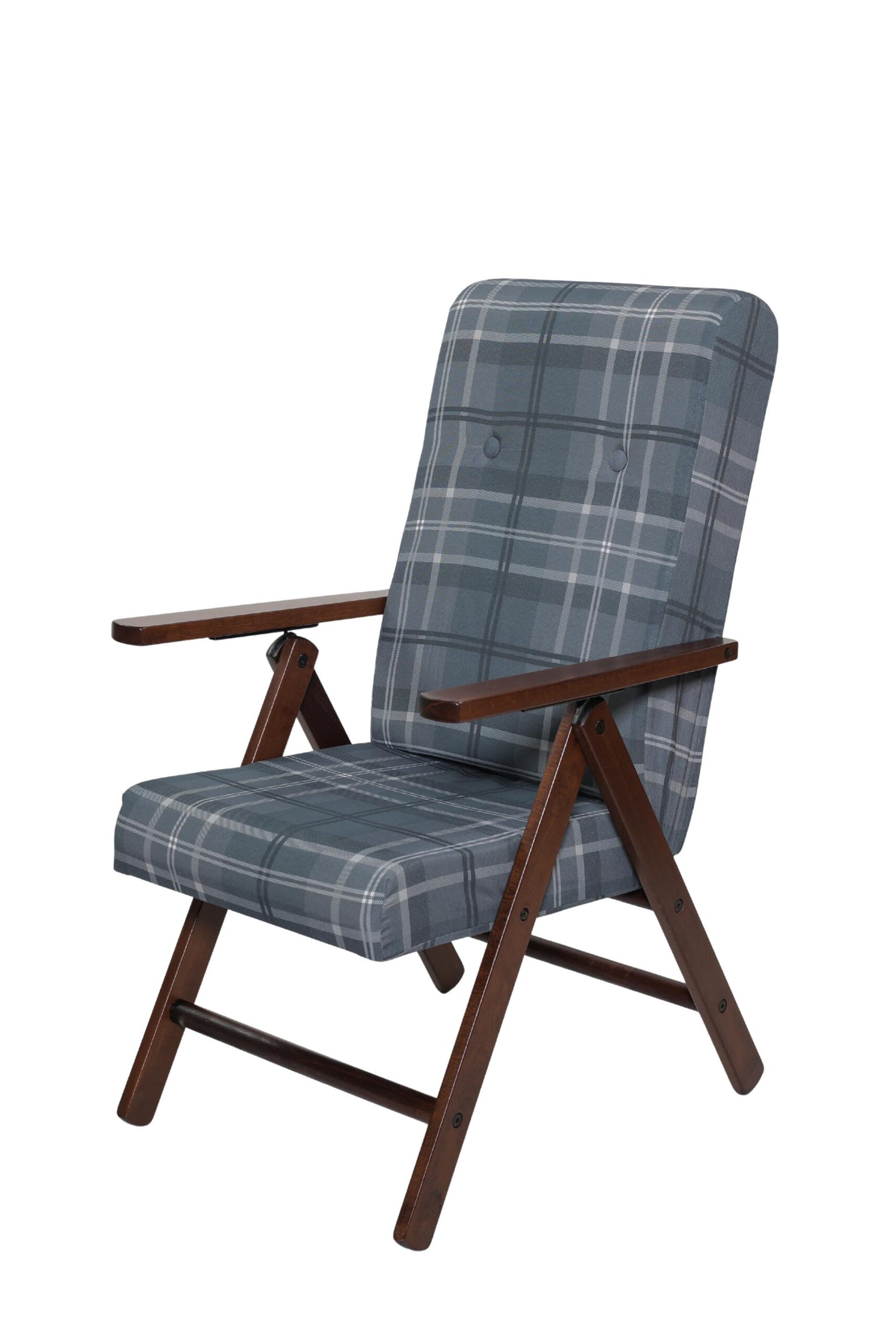 MAS020 POLTRONA MOLISANA NOCE TESSUTO GRIGIO SCOZZESE