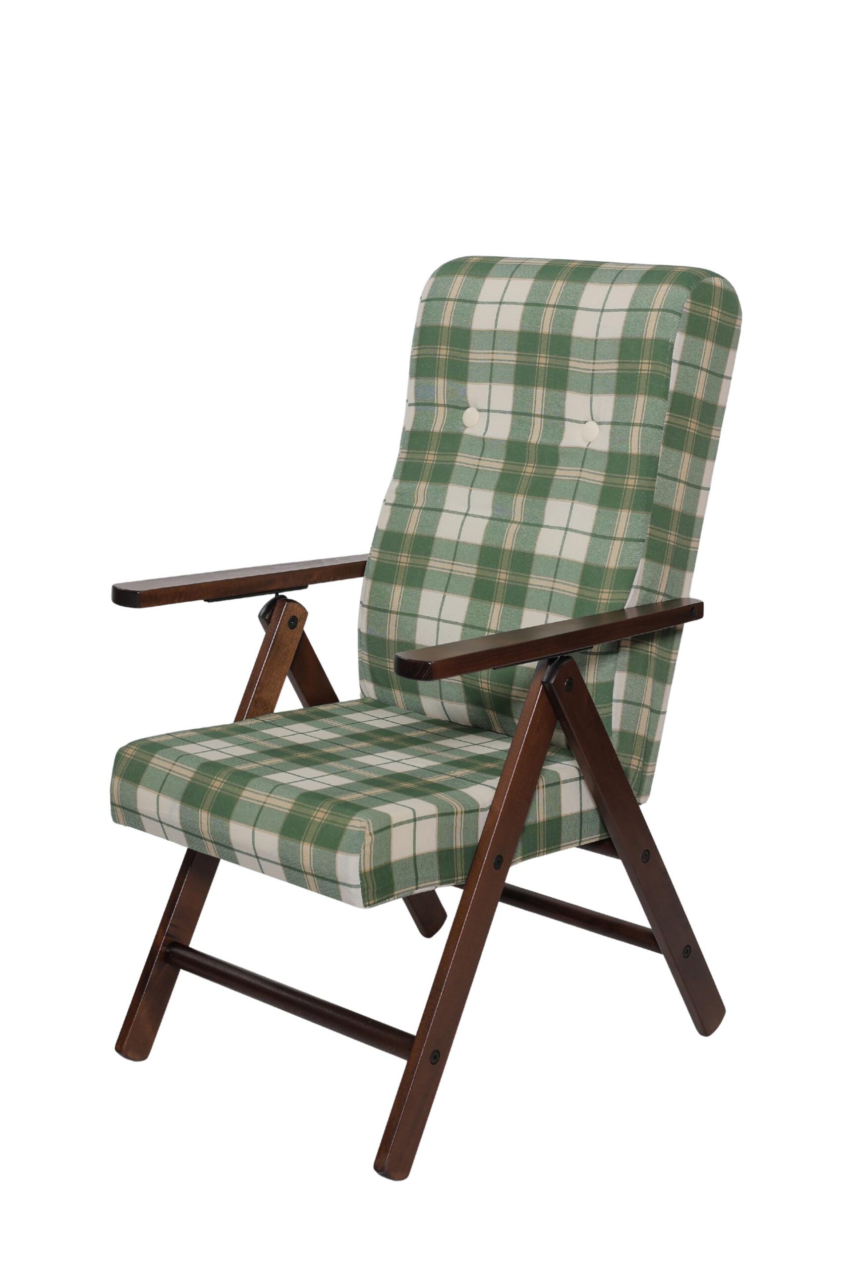 MAS020 POLTRONA MOLISANA NOCE TESSUTO VERDE CLASSICO