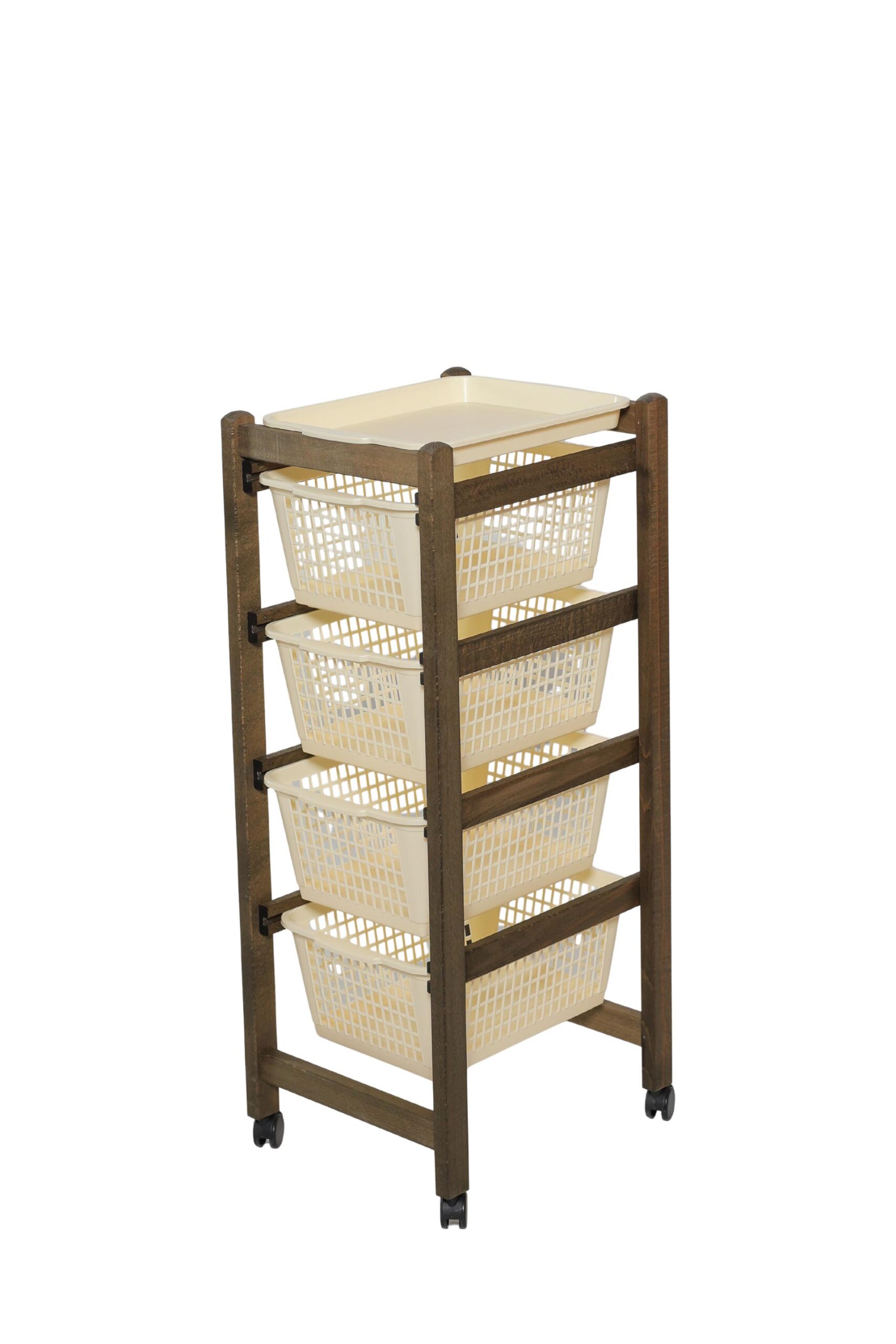 MAS022 CARRELLO JOLLY ECO NOCE CESTO AVORIO