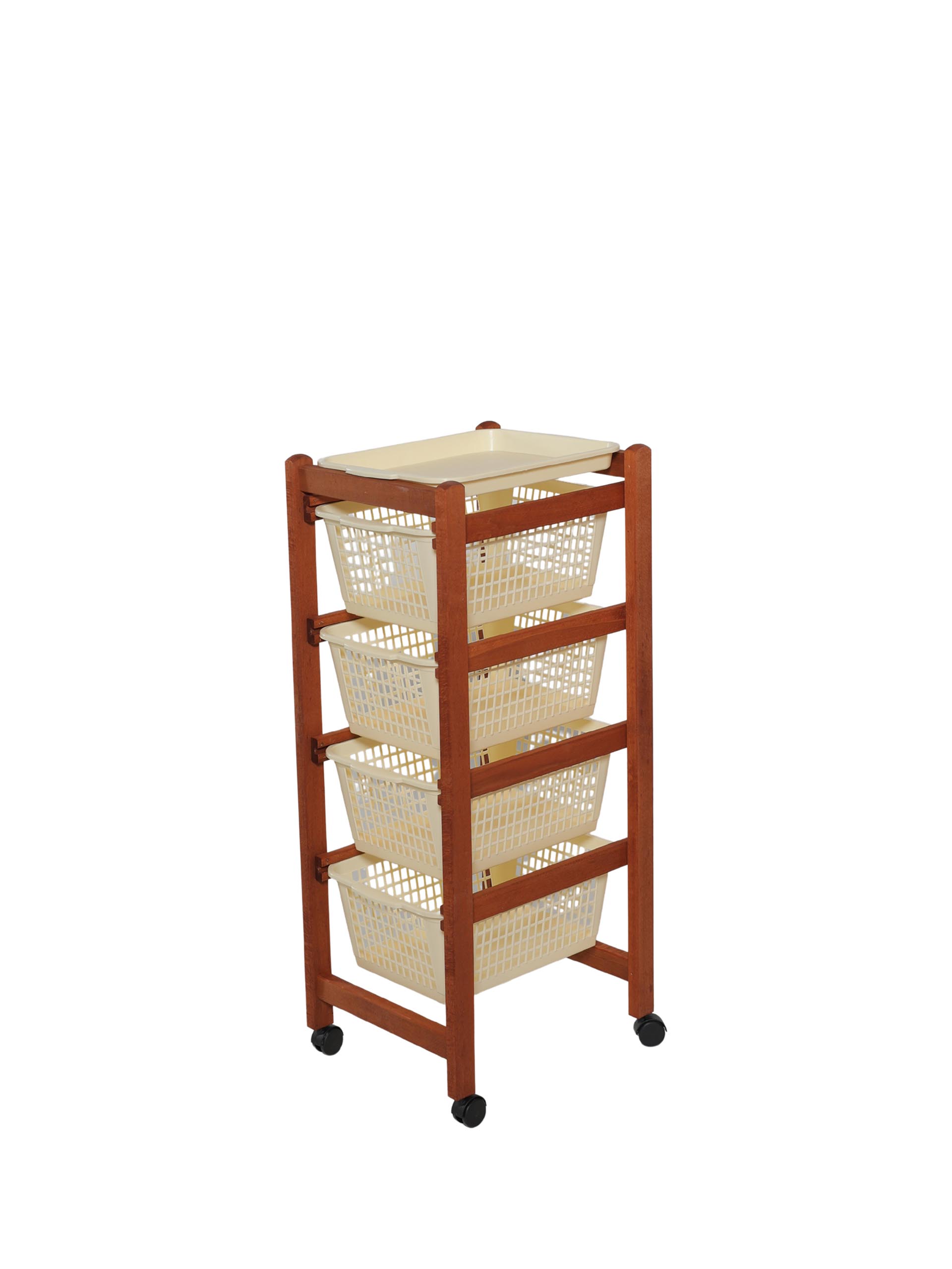 MAS121 CARRELLO JOLLY ECO CILIEGIO CESTO AVORIO