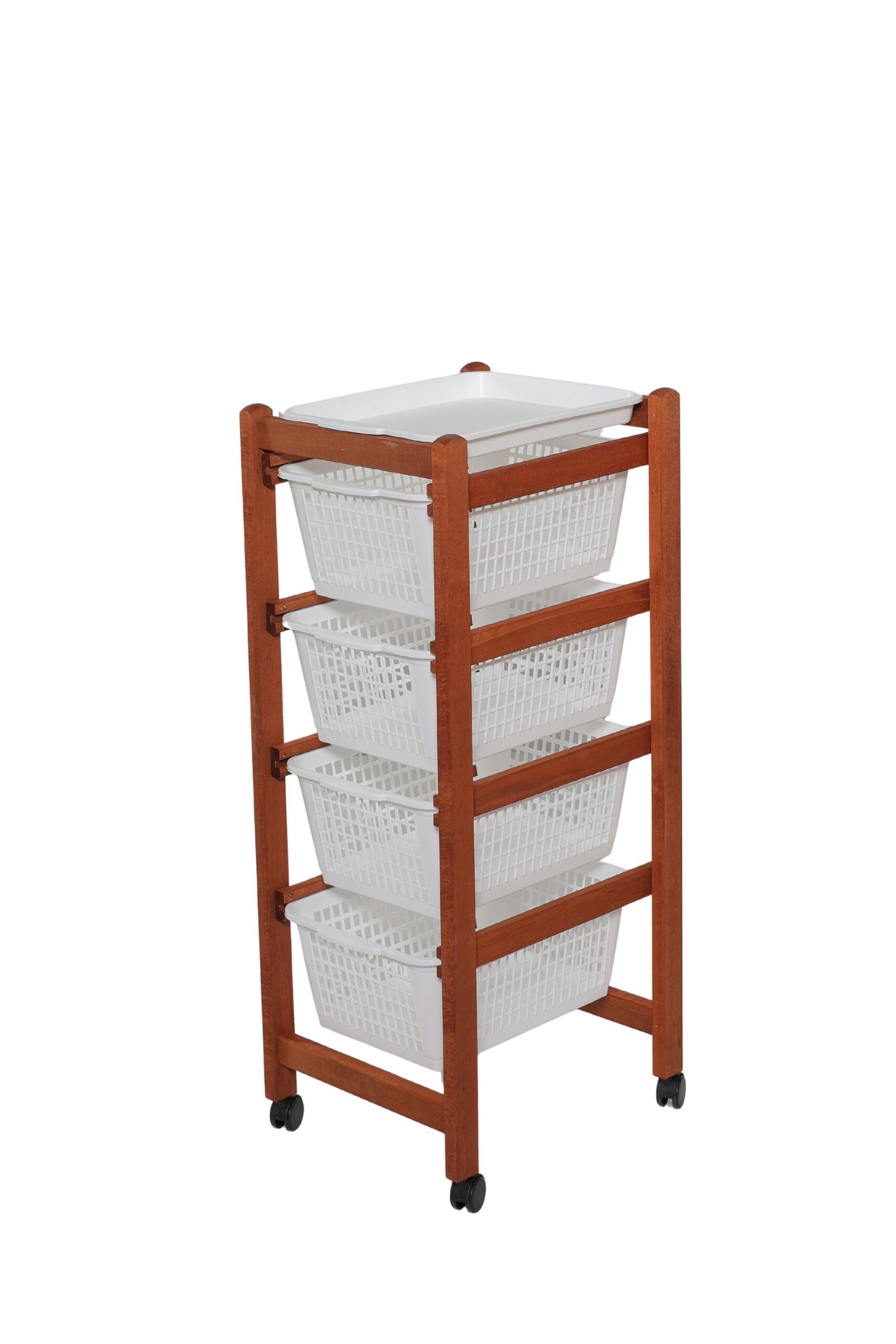 MAS121 CARRELLO JOLLY ECO CILIEGIO CESTO BIANCO