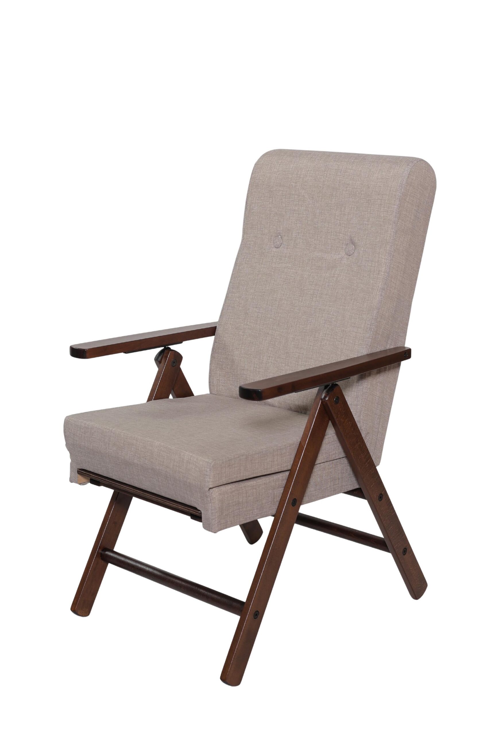 MAS045 POLTRONA MOLISANA CON PROLUNGA NOCE TESSUTO TINTA UNITA BEIGE (CORDA) CHIUSA