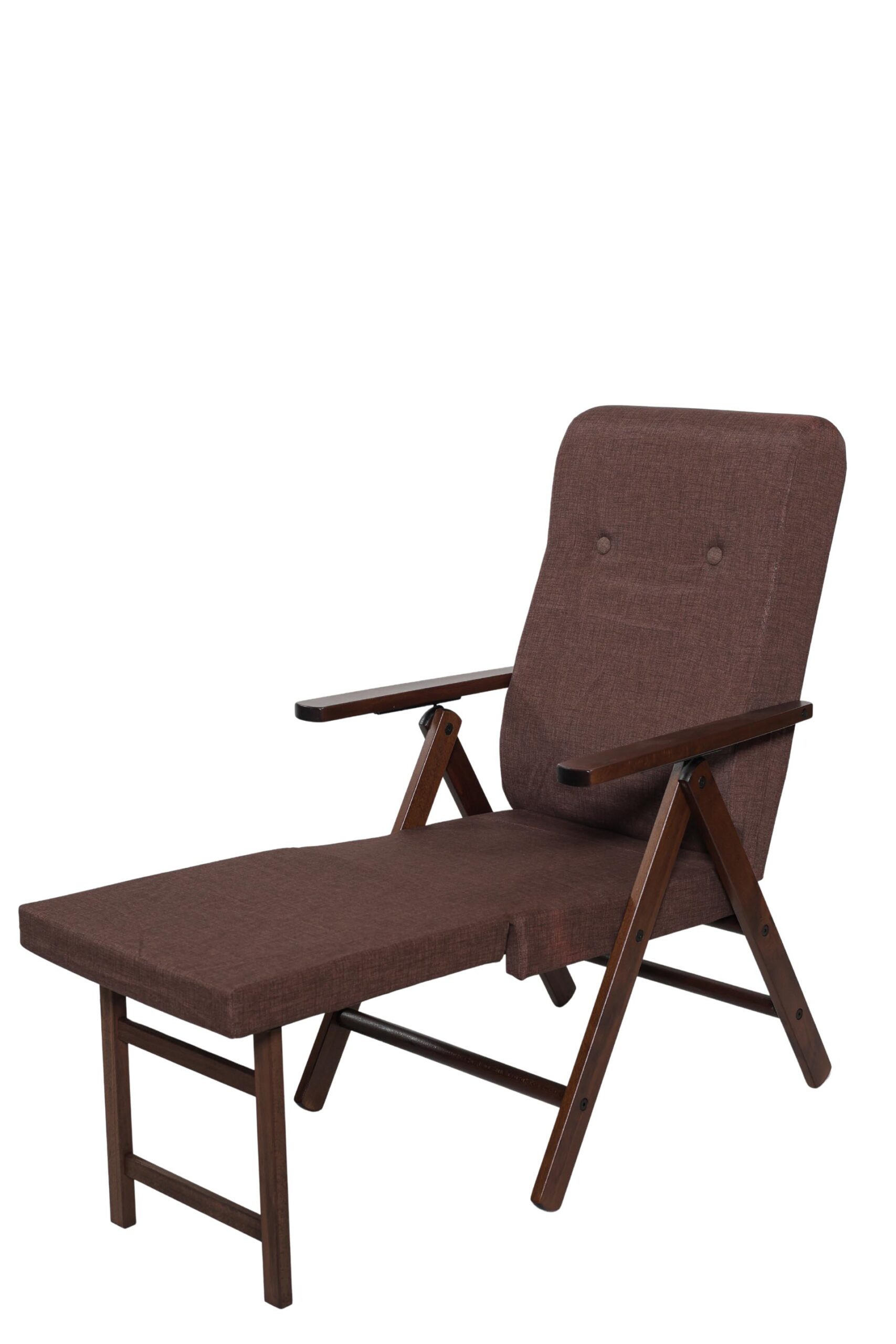 MAS045 POLTRONA MOLISANA CON PROLUNGA NOCE TESSUTO TINTA UNITA MARRONE APERTA