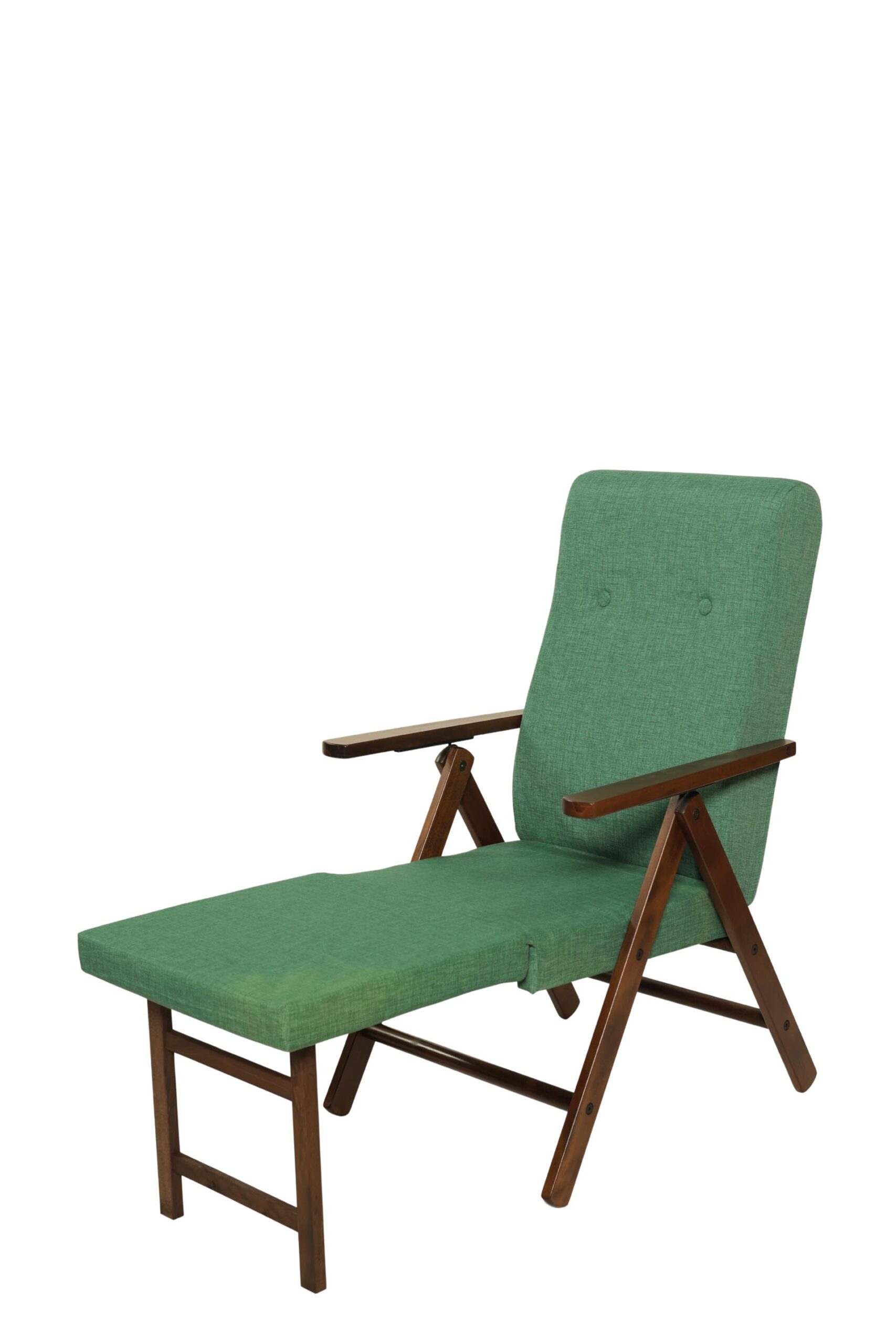 MAS045 POLTRONA MOLISANA CON PROLUNGA NOCE TESSUTO TINTA UNITA VERDE APERTA