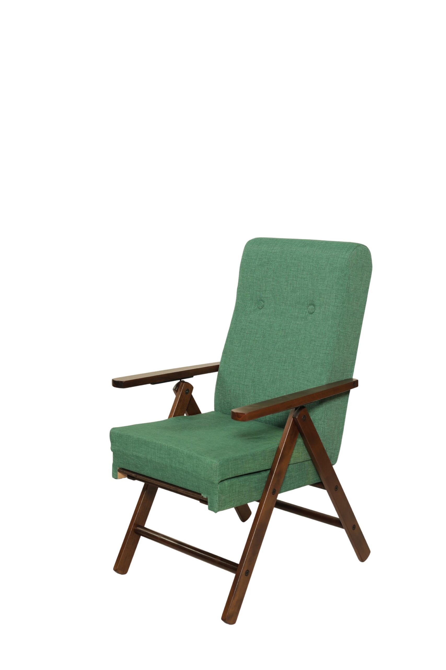 MAS045 POLTRONA MOLISANA CON PROLUNGA NOCE TINTA UNITA VERDE CHIUSA