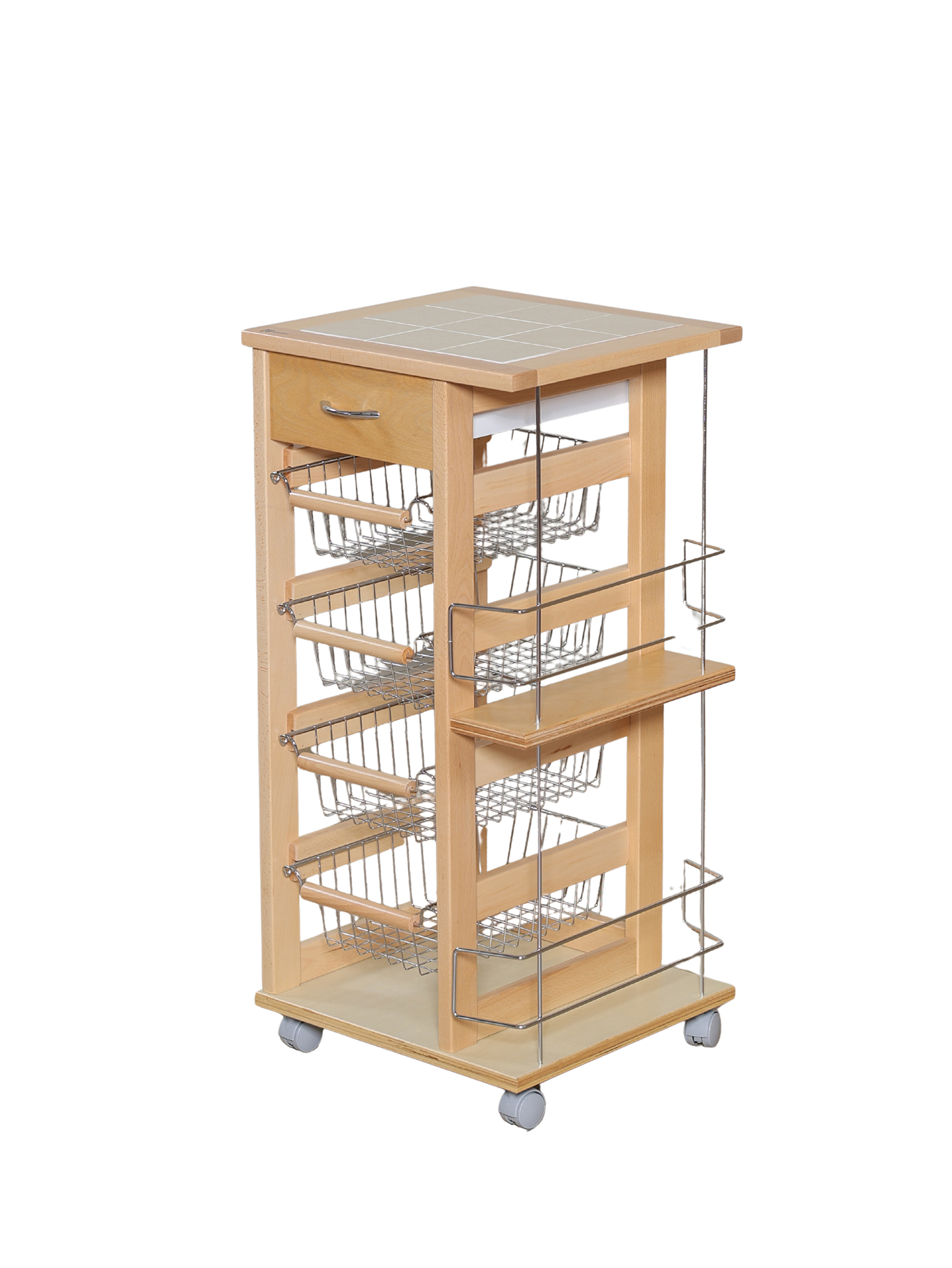 MAS359 CARRELLO SALVASPAZIO+PORTABOTTIGLIE NATURALE